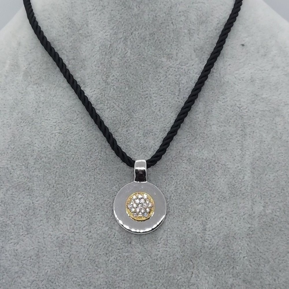 Cookie Lee cord necklace with silver‎ and gold rhinestone pendant